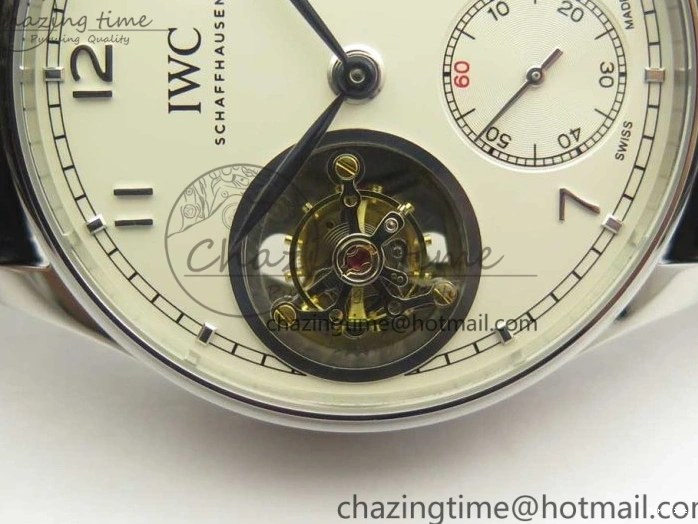 MIROTIME 0510 Efficient Portuguese Tourbillon IW5463 SS ZF Best Edition White Dial on Black Leather Strap 7170